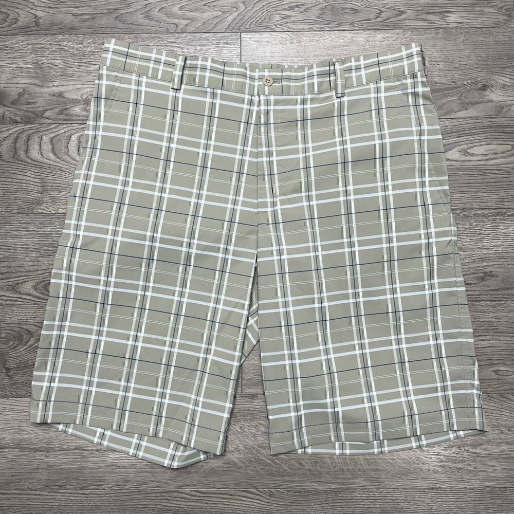 Nike Golf Shorts Mens Size 36 Plaid Flat Front Athletic Performance Dri Fit